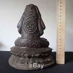 Thai BUDDHA Eye Closed Phra Pidta Miracle Btonze Statue 18.5cm Old Rare