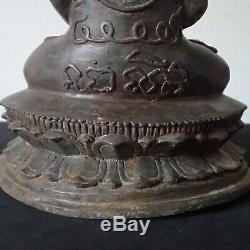Thai BUDDHA Eye Closed Phra Pidta Miracle Btonze Statue 18.5cm Old Rare