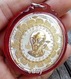 Thai Buddha Amulet Alien Ufo Ajarn Mhom 2tone Great Talisman Buddhist Monk Luck