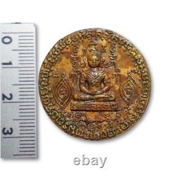 Thai Buddha Amulet Charming Magic Gurus Coin Talisman Arjarn Aut Copper Material