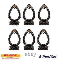 Thai Buddha Amulet Display, Altar, Black Acrylic Thai Pattern Amulet Hanger 6 Pc