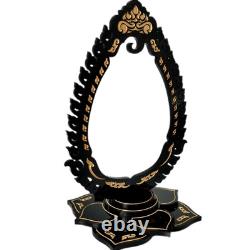 Thai Buddha Amulet Display, Altar, Black Acrylic Thai Pattern Amulet Hanger 6 Pc