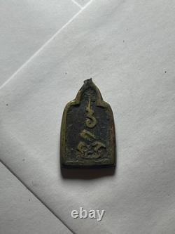 Thai Buddha Amulet Khun Paen Style Pendant Yantra Back Vintage