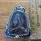 Thai Buddha Amulet L P Khron Pitta set in old antique silver case