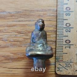 Thai Buddha Amulet Lp In Handmade Real Silver Case
