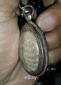 Thai Buddha Amulet Lp. Sup Wat Braklad Phitsanulok Be2555 Silver Coin & Case