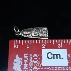 Thai Buddha Amulet Lp Thuad Wat Changhai Mini Silver-Plated Talisman Pendant