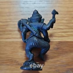 Thai Buddha Amulet Papikanet Ganesh Bronze Statue In Handmade Real Silver Case