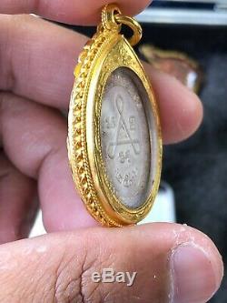 Thai Buddha Amulet Pendant 23k Solid Gold Case