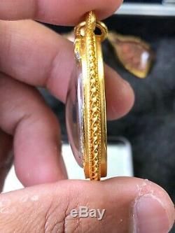 Thai Buddha Amulet Pendant 23k Solid Gold Case