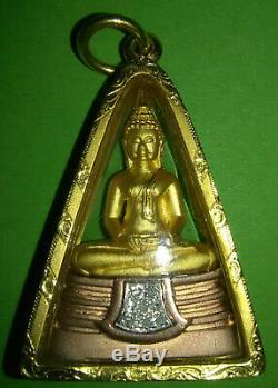 Thai Buddha Amulet Pendant Diamonds Gold Box Holding Buddha