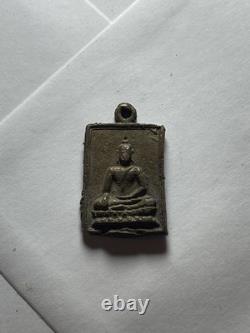 Thai Buddha Amulet Pendant Rectangle Yantra Back Vintage Small