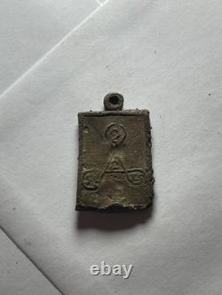 Thai Buddha Amulet Pendant Rectangle Yantra Back Vintage Small