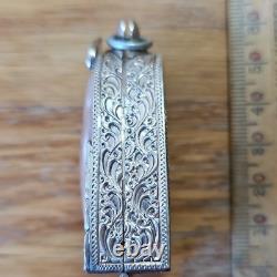 Thai Buddha Amulet Phra Chedi Rare set in old antique silver case