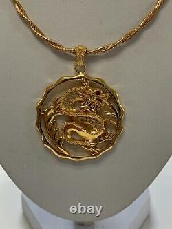 Thai Buddha Amulet, Phra, Dragon, Luck, Gold, Necklace Brand New