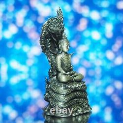 Thai Buddha Amulet Phra Kring Kandhanagaraj Mini Statue Silver Wat SaDan #256