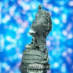 Thai Buddha Amulet Phra Kring Kandhanagaraj Mini Statue Silver Wat SaDan #256