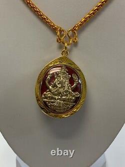 Thai Buddha Amulet, Phra, Lord Shiva, Red, Gold, Blessing, Necklace Brand New