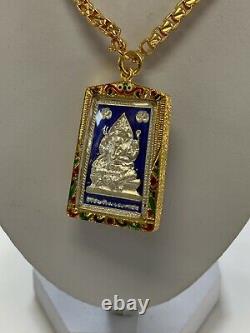 Thai Buddha Amulet, Phra, Luck, Blessing, Gold, Blue, Green, Red, Necklace