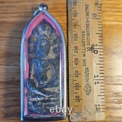 Thai Buddha Amulet Phra Nak Prok Very Rare set in Stainless case