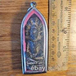Thai Buddha Amulet Phra Nak Prok Very Rare set in Stainless case