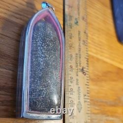 Thai Buddha Amulet Phra Nak Prok Very Rare set in Stainless case