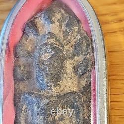 Thai Buddha Amulet Phra Nak Prok Very Rare set in Stainless case