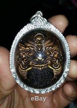Thai Buddha Amulet Phra RAHU POWER Protect Genuine Wealthy Success in Siver case