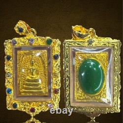 Thai Buddha Amulet Phra Somdej Gold Color Frame Sacred Talisman Lucky Charm