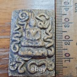 Thai Buddha Amulet Phra Somdej Phim Yunt in antique silver case