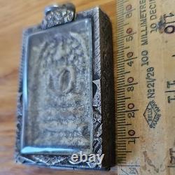 Thai Buddha Amulet Phra Somdej Toh Prok Pho Phim Yai in old antique silver case