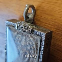 Thai Buddha Amulet Phra Somdej Toh Prok Pho Phim Yai in old antique silver case