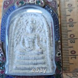 Thai Buddha Amulet Phra Somdej Toh set in old antique silver case