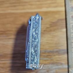 Thai Buddha Amulet Phra Somdej Toh set in old antique silver case
