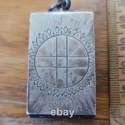 Thai Buddha Amulet Phra Somdej Toh set in old antique silver case