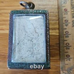 Thai Buddha Amulet Phra Somdej Toh set in old antique silver case