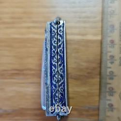 Thai Buddha Amulet Phra Somdej Toh set in old antique silver case