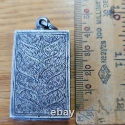 Thai Buddha Amulet Phra Somdej Toh set in old antique silver case