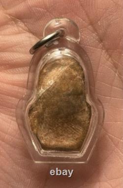 Thai Buddha Amulet Small Clay Powder Pendant Old Vintage Protective Charm
