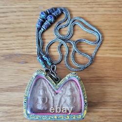 Thai Buddha Khun Phan Phim Pai Koo Amulet, Set In Antique Real Silver Case Thai Buddha Khun Phan Phim Pai Koo Amulet, Set In Antique Real Silver Case