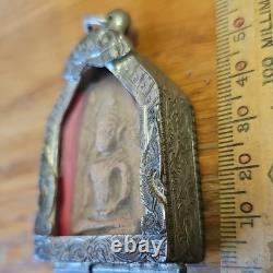 Thai Buddha Khun Phan Powerful Amulet, Set In Antique Real Silver Case