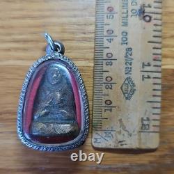Thai Buddha L P Ngern Phim Keeta Statue In Handmade Real Silver Case