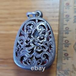 Thai Buddha L P Ngern Phim Keeta Statue In Handmade Real Silver Case