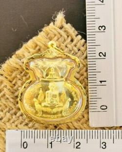 Thai Buddha Lp Ruay Amulet Pendant Mahalap 98 90% Pure Gold Frame Talisman Charm