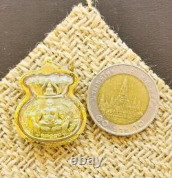 Thai Buddha Lp Ruay Amulet Pendant Mahalap 98 90% Pure Gold Frame Talisman Charm