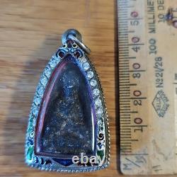 Thai Buddha Lp Thuad Herbs set in old Beautiful case Protection Buddha