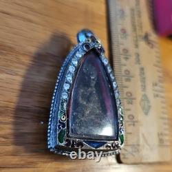 Thai Buddha Lp Thuad Herbs set in old Beautiful case Protection Buddha