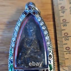 Thai Buddha Lp Thuad Herbs set in old Beautiful case Protection Buddha