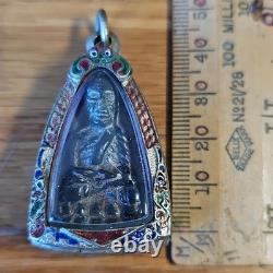 Thai Buddha Lp Thuad set in old Beautiful case Protection Buddha