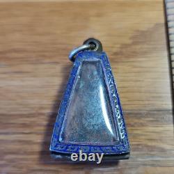 Thai Buddha Lp Thuad set in old Silver antique case Protection Buddha